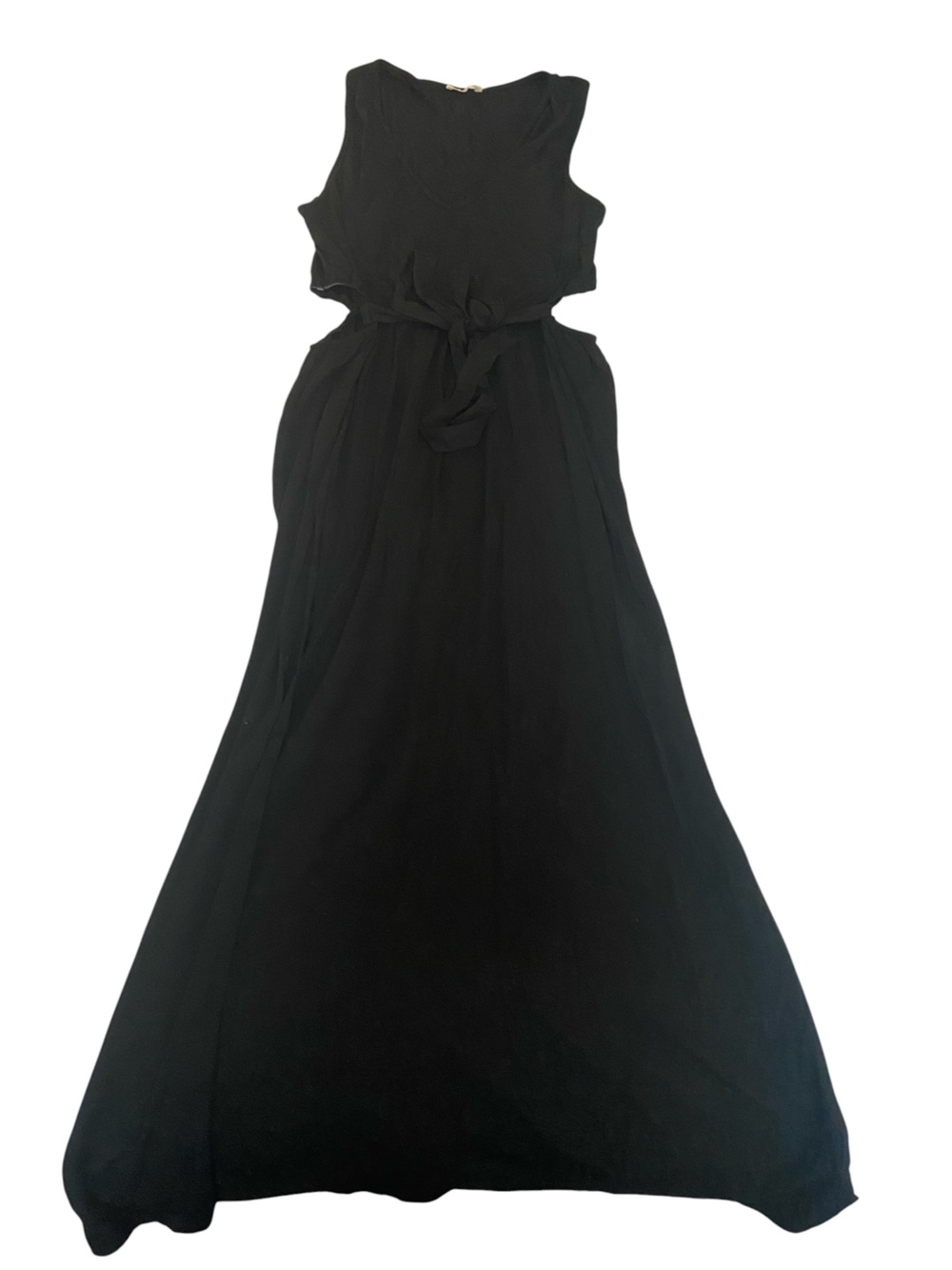 LOVESTITCH BLACK CUTOUT MIDI DRESS SIZE LARGE
